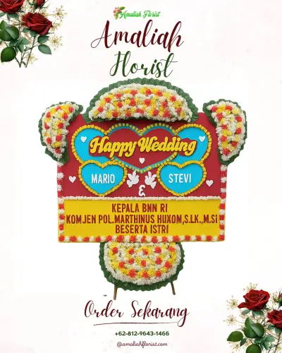 Karangan Papan Bunga Pernikahan di Kombos Barat